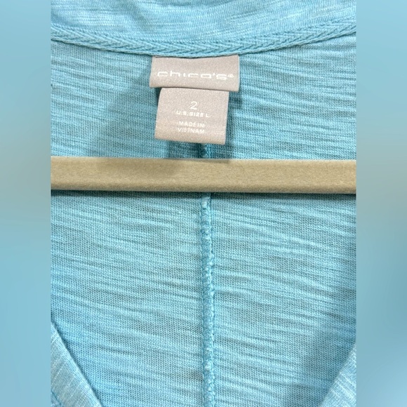 Chico's Seamed Slub Seamed Elbow Tee Top Poolside Blue Knit Women's 2 (L) - Picture 3 of 10